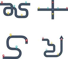 Road Map Route For Navigation. Vector Icon Set.