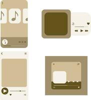 UI Music Player With Interface Design. Vector Illustration Set.