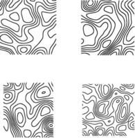 Topography Pattern Square With Doodle Design. Wavy Lines. Vector Illustration Set.