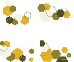 Hexagonal Corner Shape With Geometric Design. Isolated Vector Set.