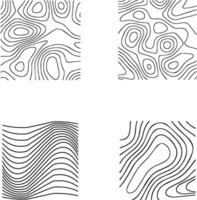 Topography Pattern Square With Doodle Design. Wavy Lines. Vector Illustration Set.