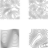 Topography Pattern Square With Doodle Design. Wavy Lines. Vector Illustration Set.