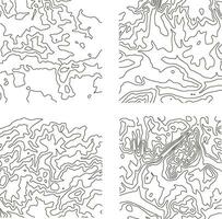 Topography Pattern Square For Map Contour Background. Vector Illustration Set.