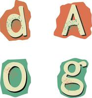 Ransom Note Cut Out In Different Letters. Vector Illustration Set.