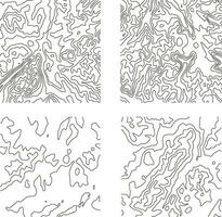 Topography Pattern Square For Map Contour Background. Vector Illustration Set.