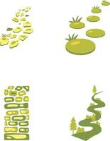 Nature Path Way With Simple Design. Vector Illustration Set.