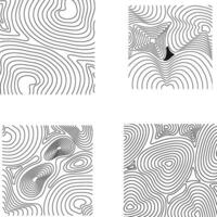 Hand Drawn Topography Pattern Square. Vector Illustration Set.