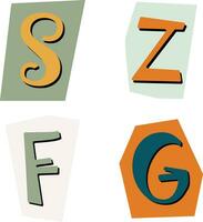 Ransom Note Cut Out Alphabet With Anonymous Design Style. Vector Illustration Set.