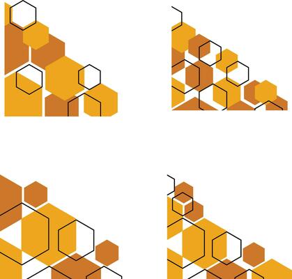 Hexagonal Corner Shape With Trendy Design. Vector Illustration Set.