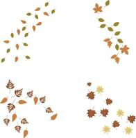 Fallen Autumn Leaves With Colorful Concept. Foliage Background. Vector Illustration Set.