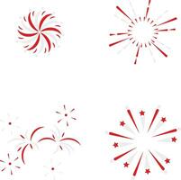 Indonesia Independence Day Firework With Simple Design. Vector Illustration Set.