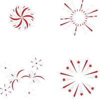 Indonesia Independence Day Firework With Simple Design. Vector Illustration Set.