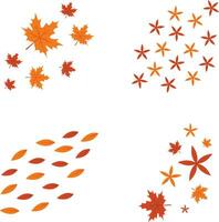 Fallen Autumn Leaves In White Background. Vector Illustration Set.