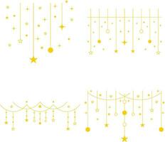 New Year Decoration For Template Background. Vector Illustration Set.