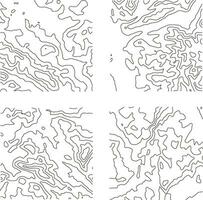 Topography Pattern Square For Map Contour Background. Vector Illustration Set.