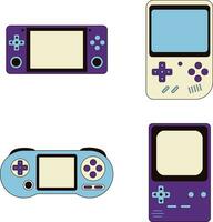 Retro Game Console In White Background. Vector Illustration Set.