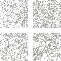 Topography Pattern Square For Map Contour Background. Vector Illustration Set.