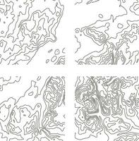 Topography Pattern Square For Map Contour Background. Vector Illustration Set.