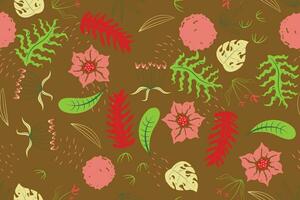 Abstract flat hand draw floral pattern background. Vector. vector