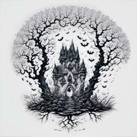 Halloween Border Frame, Halloween Theme Illustration PNG Image Transparent Background Ai Generative photo
