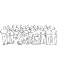 group of men standing together illustration vector hand drawn isolated on white background