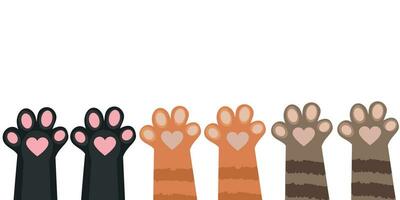 Set of cute cat paws. Vector illustration