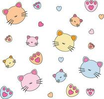 Hand Drawn Cute Cat Pattern vector