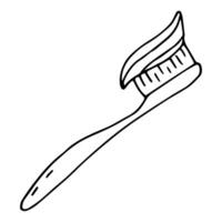 Toothbrush with paste. Vector illustration in doodle style