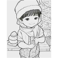 Coloring page for little kids a boy vector