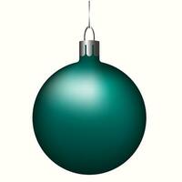 Green Christmas tree ball isolated on white background. Vector object for Christmas design, mockup.