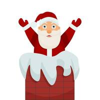 Vector Santa Claus in the chimney. Isolated on a white background. Christmas banner. Merry Christmas and Happy New Year.