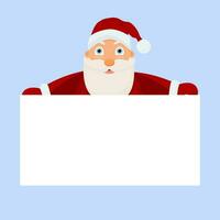 Santa Claus with big signboard. Santa is holding a white empty banner. Vector. vector