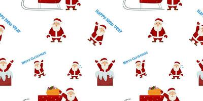 vector seamless pattern with Santa Claus. On a white background.  Winter seamless pattern for printing . Different Santa clauses. Winter background. Christmas concept for card, wrapping paper, banner.