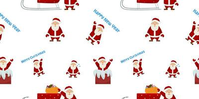 vector seamless pattern with Santa Claus. On a white background.  Winter seamless pattern for printing . Different Santa clauses. Winter background. Christmas concept for card, wrapping paper, banner.