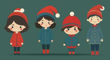 Collection of christmast kid vector illustration