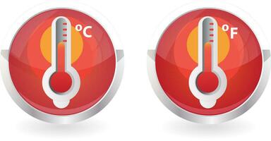 circle temperature icon in red white background vector