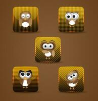 set icon collection brown owl vector