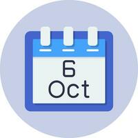 October 6 Vector Icon