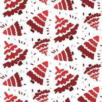 Pattern with pink natural Christmas trees on a white background. Vector Christmas trees, seamless background with decorated elements. Ideal for making fabrics, textiles, scrapbooking and wallpape