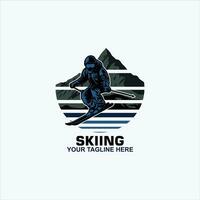 esquiar estilizado vector símbolo logo o emblema modelo