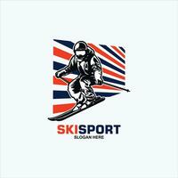 Mountain Skiing Logo Design Template vector