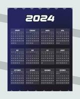 new year 2024 calendar vector format