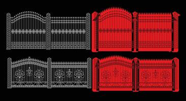 Decorative wall panels set Jali design CNC pattern, laser cutting pattern, router CNCcutting.Jali Laser cut decorative panel set with lace pattern. vector