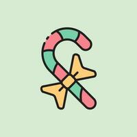 christmas candy cane icon with lineal color style vector