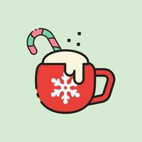 christmas mug icon with lineal color style vector