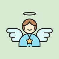 christmas angel icon with lineal color style vector