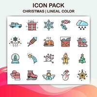 christmas icon pack with lineal color style vector