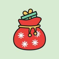 christmas gitft bag icon with lineal color style vector