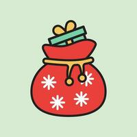 Navidad regalo bolso icono con lineal color estilo vector