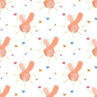 Seamless hand pattern, holding hands, fists, vector